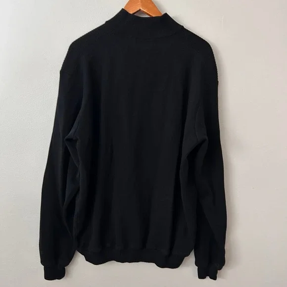 St. Croix Sweater Mens XXL Black Quarter Zip Knit Pullover Made in USA Vintage - Picture 3 of 7
